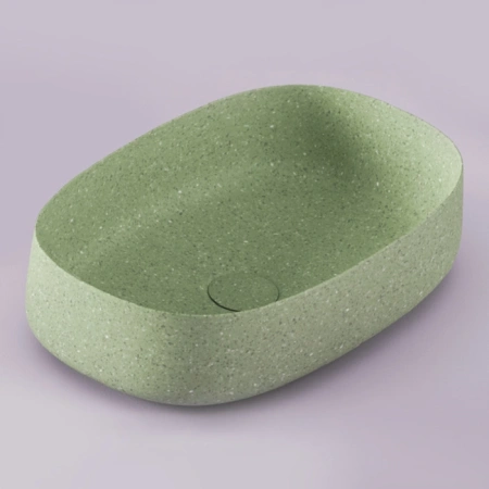 Раковина ArtCeram Cognac Quadro COL009 95 00 накладная, без отв., без перелива, на столешницу, Saniglaze, 56x41xh15.5 см, mint