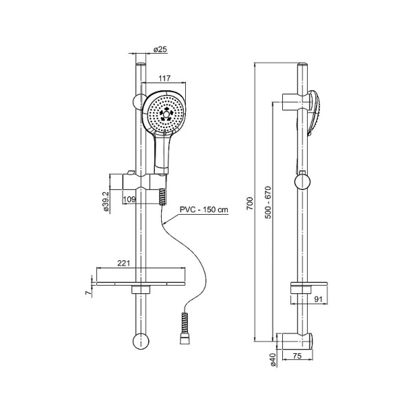 душевой гарнитур paini novara 50cr124/p18 хром