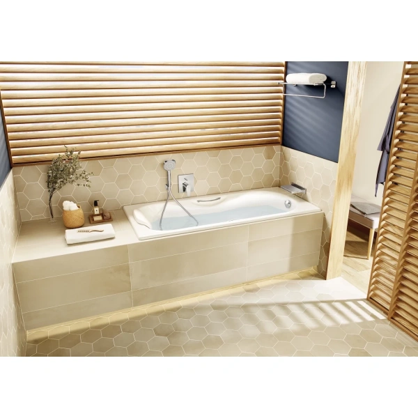 ванна чугунная roca malibu set/2334g0000/526803010/150412330 160x70 см, с ручками, антискользящим покрытием, белый