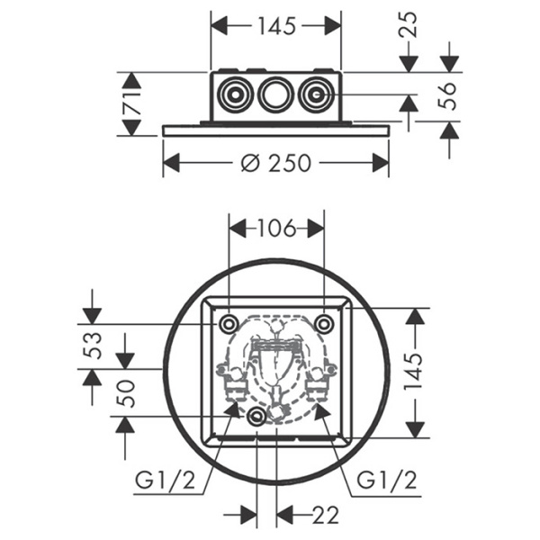 верхний душ 250 мм axor showersolutions 35287000