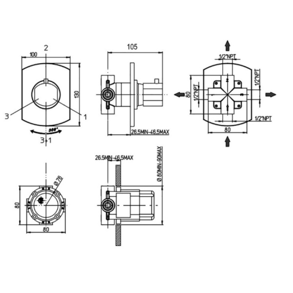 переключатель потоков paini dax 84cr471 хром