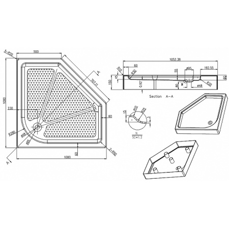 душевой поддон azario 100×100 p310 r/l белый