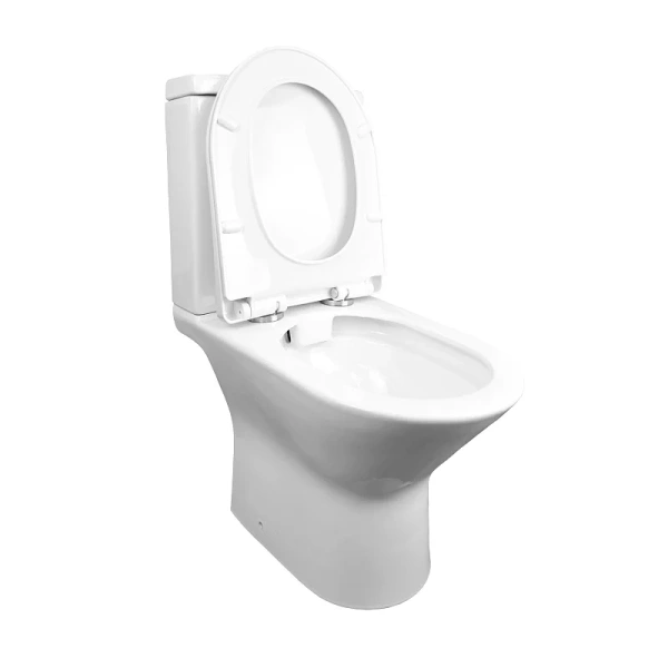 унитаз компакт azario fretta az-1223b напольный, безободковый, с бачком и сиденьем полипропилен микролифт, 61.5х37х79 см, белый