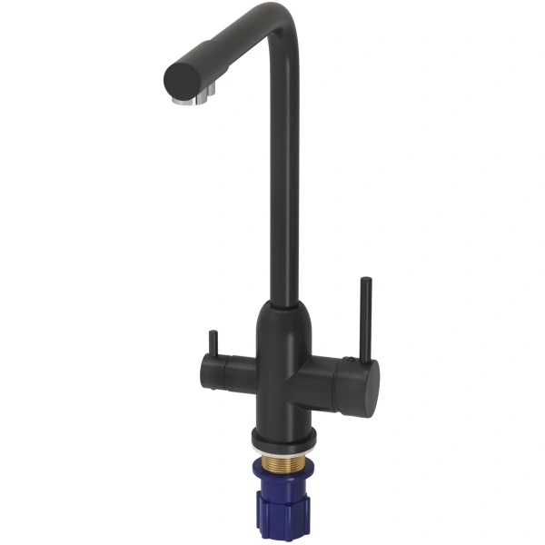 смеситель для кухни aringa гранде ar02016bl с подключением к фильтру, черный матовый