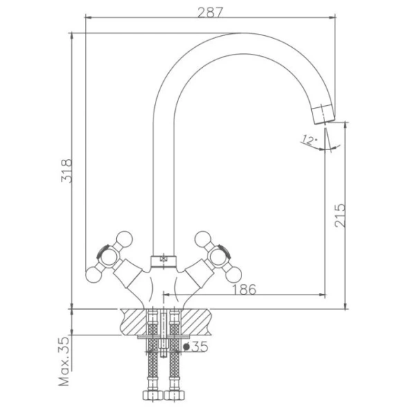 смеситель для кухни haiba hb4119-5 цвет сатин