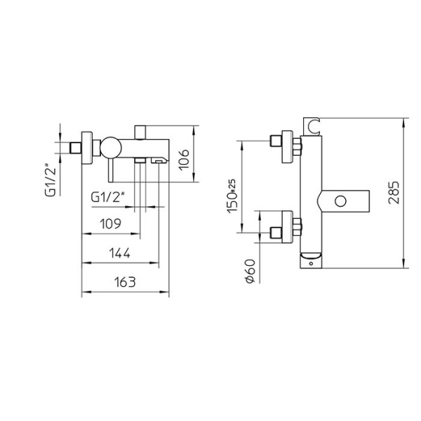 смеситель bossini oki z005101.073 с авт. девиатором, c держателем душ. лейки, соединение 1/2”, цвет: черный матовый