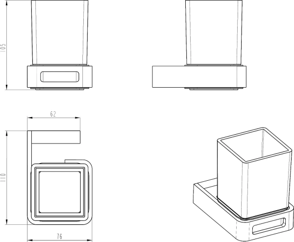 Стакан для зубных щеток Boheme Q 10944-B Черный