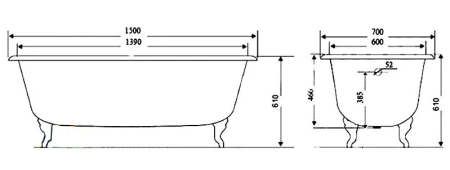 чугунная ванна timo standard 3v 150x70 н0000018 с антискользящим покрытием