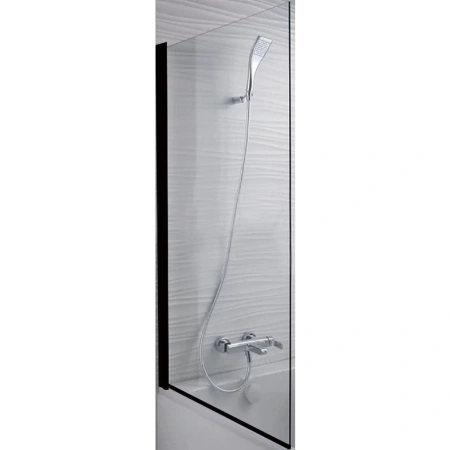 Шторка на ванну Jacob Delafon Struktura 80x140 E6D042-BLV профиль черный, стекло прозрачное