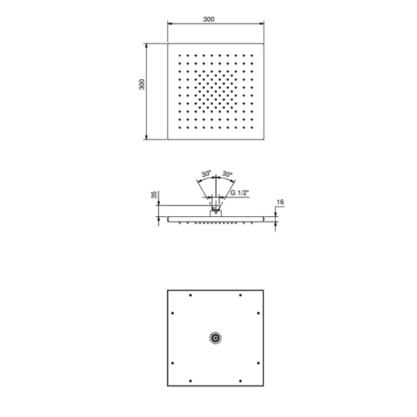 верхний душ 30х30см fantini mint 79 93 k053 цвет: матовая натуральная сталь
