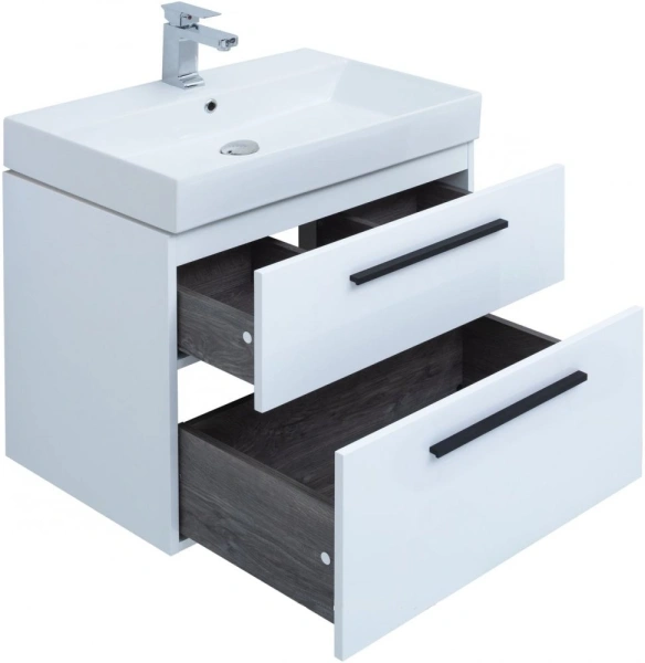 тумба под раковину aquanet nova 70 (slim synergy) белый (2 ящика), 00249917