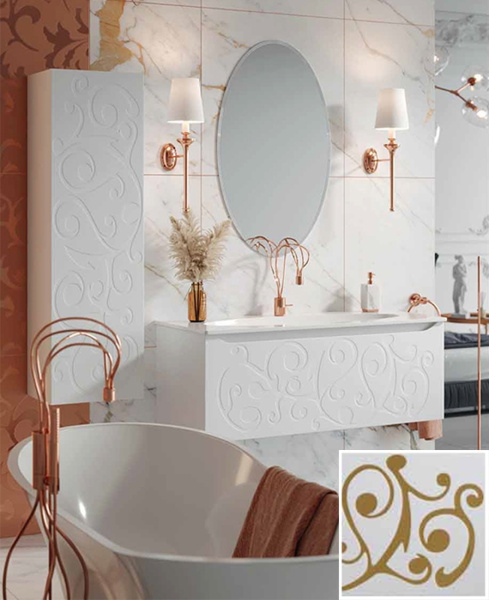 тумба под раковину aqwella clarberg elegance 120 el0112gl подвесная белая матовая золото