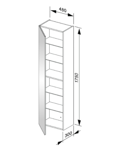шкаф-пенал keuco plan 480 x 1750 x 300 мм 32930 180001