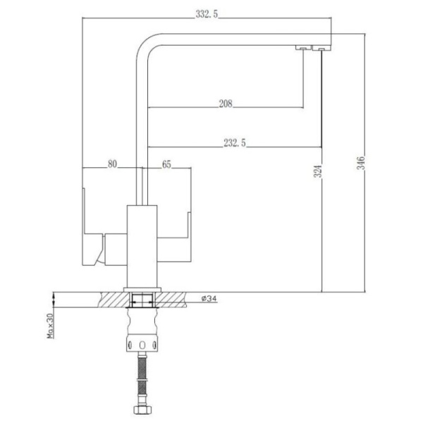 смеситель для кухни haiba hb76803-2 цвет нержавеющая сталь
