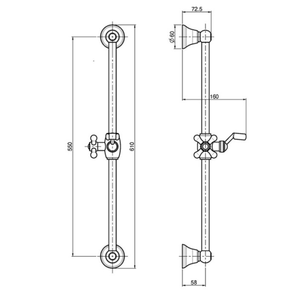 душевая штанга fima|carlo frattini saliscendi f2044/1or, с держателем для ручного душа, золото