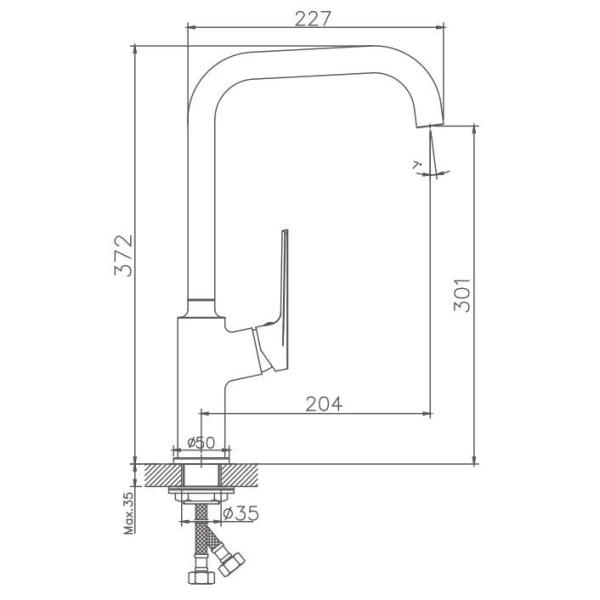смеситель для кухни haiba hb70533-3 цвет пепельный
