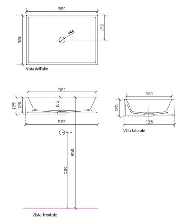 раковина galassia plus design 6103 накладная, 55х40 см, белая