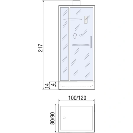 душевая кабина river tana 100x80x15 б/к 10000001873 профиль белый задняя стенка белая