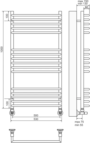 полотенцесушитель водяной terminus арт п16 500х10004670078513380