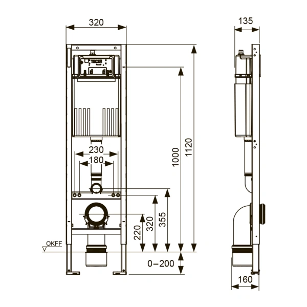 инсталляция для подвесного унитаза tece tecebase 9400440