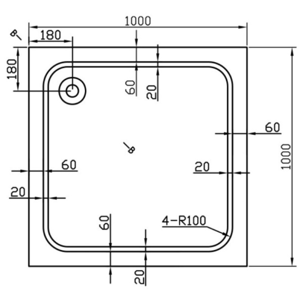 душевой поддон 100×100 см vincea vst-2as-1010