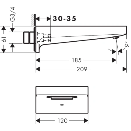 излив для ванны 185 мм hansgrohe metropol 32543670