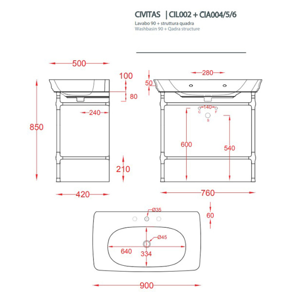 artceram civitas металическая структура quadra 76х44хh80,5см, полка стекло, напольная, цвет: розовое золото