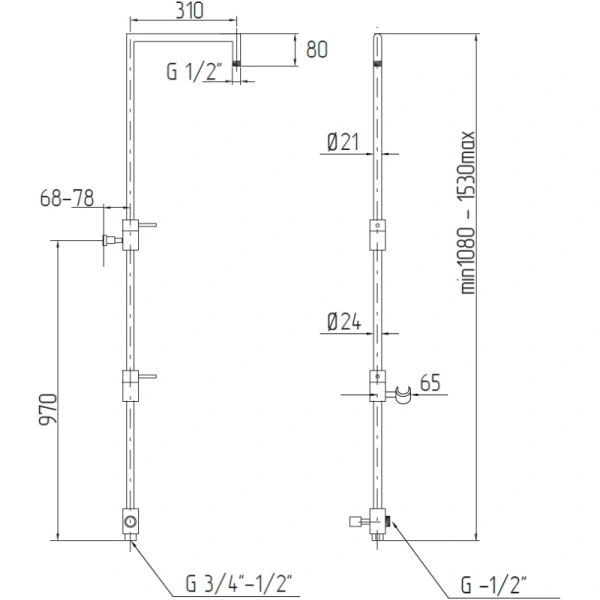 душевая штанга migliore squadra 19846 цвет хром