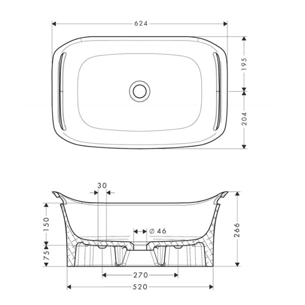 раковина подвесная axor urquiola 62 см 11302000, белая