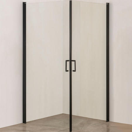 Душевой уголок Orange E04-090TB 90×90 профиль черный, стекло прозрачное