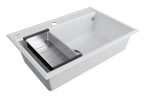 мойка stepia 80, it-granit + коландер advance брашированная нерж. сталь, pm117551-wh+a375-bs