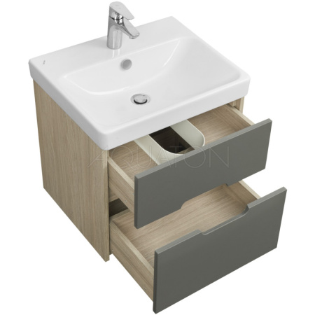 тумба с раковиной грей/дуб ойстер 55 см акватон оливия 1a2542k0olug0