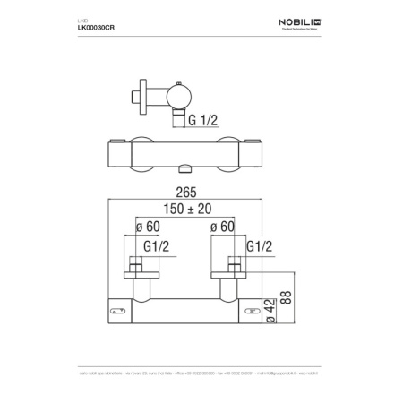 термостат для душа nobili likid lk00030