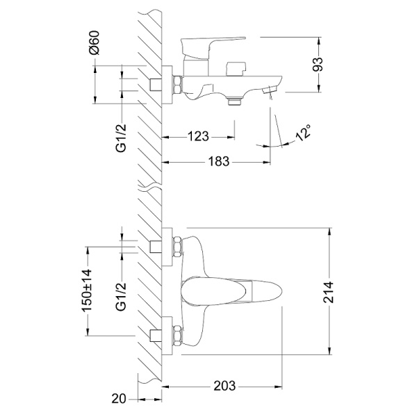 смеситель для ванны lemark nero lm0214c хром