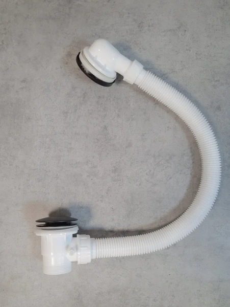 слив-перелив для ванны altrobagno bd altrobagnobd070302mb 52 мм, клик-клак, черный, с сифоном