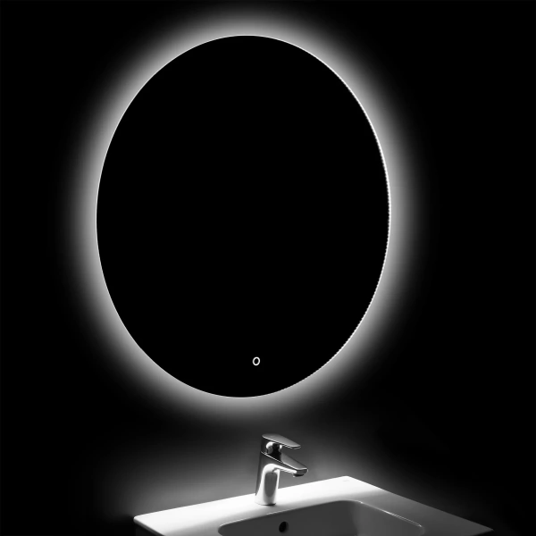 зеркало roca luna zru9307558 80x80 см, с led-подсветкой, сенсорным выключателем, диммером