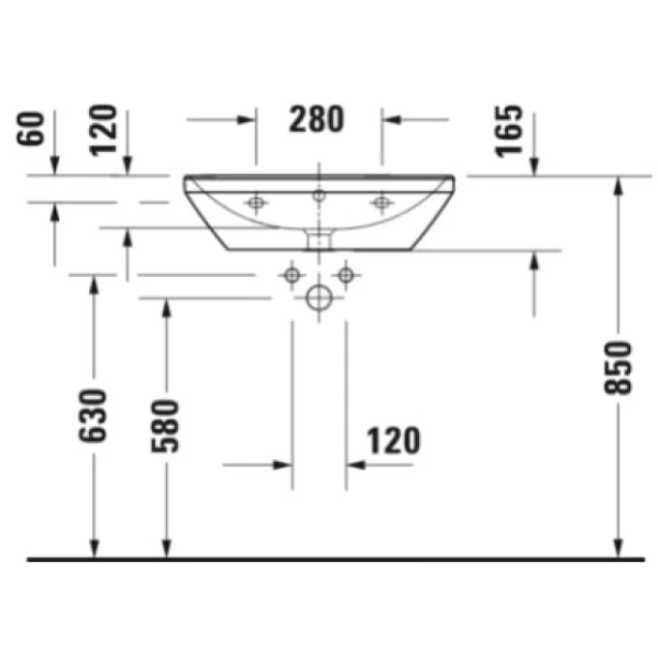 раковина подвесная 60 см duravit d-neo 2366600000, белая