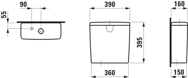 бачок для унитаза laufen lua 8.2708.3.000.973.1, безободковый, цвет: белый глянцевый