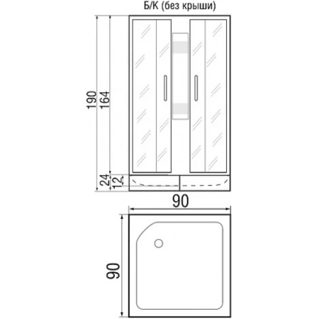 душевая кабина river neva 90x90x26 мт б/к 10000000819 профиль матовый хром задняя стенка белая