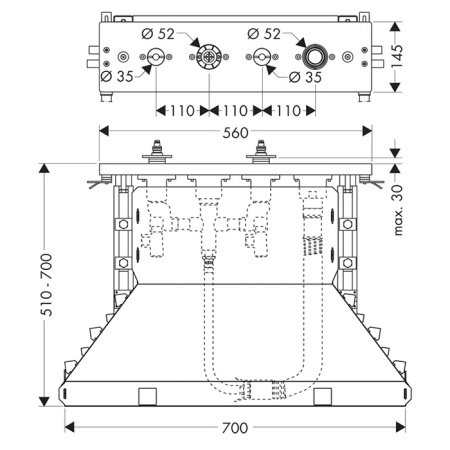 внутренняя часть axor 15481180 смесителя для ванны на 4 отверстия
