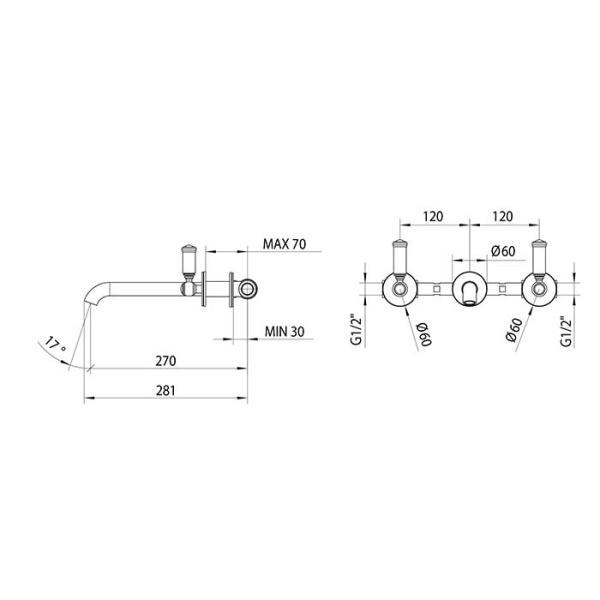 смеситель для раковины bossini liberty z001303.094, цвет: никель матовый