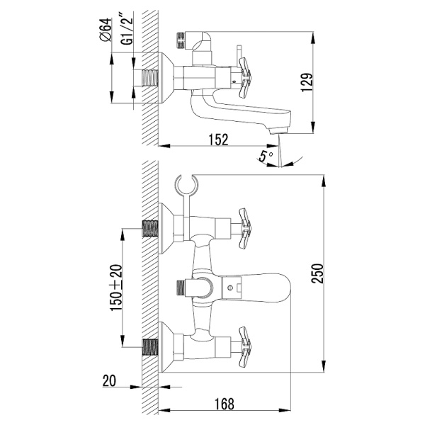 смеситель для ванны lemark partner lm6542c хром