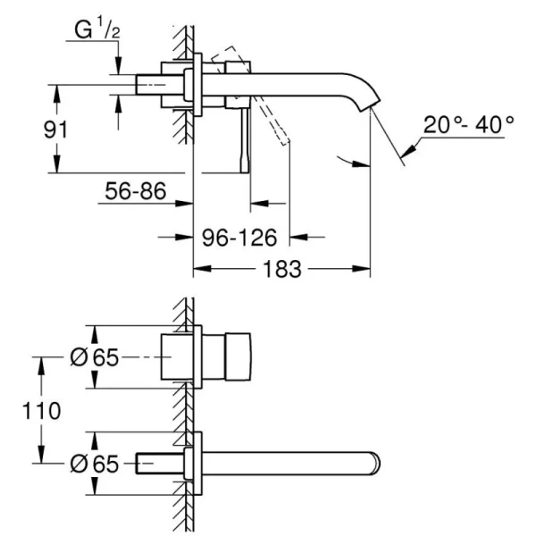 смеситель для раковины grohe essence 29192kf1 встраиваемый, черный матовый