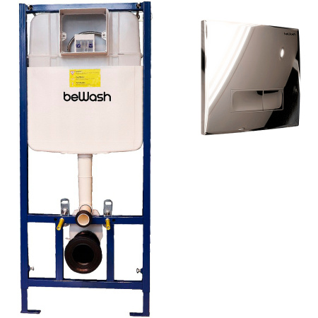 Инсталляция beWash BW74 K500RZVP0400PK000000 для унитаза, с клавишей смыва хром глянцевый