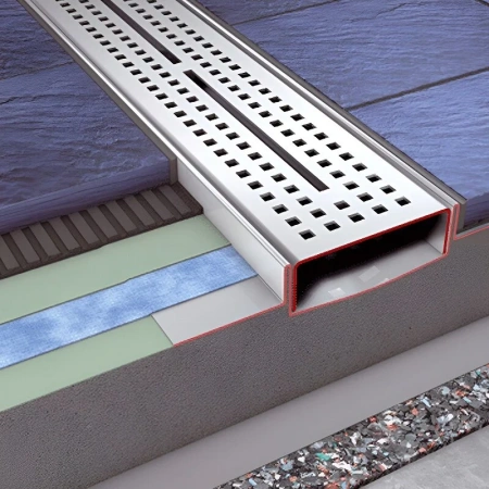 душевой лоток tece tecedrainline 601200 120 см, прямой, без крышки, с гидроизоляцией seal system, серебристый металлик