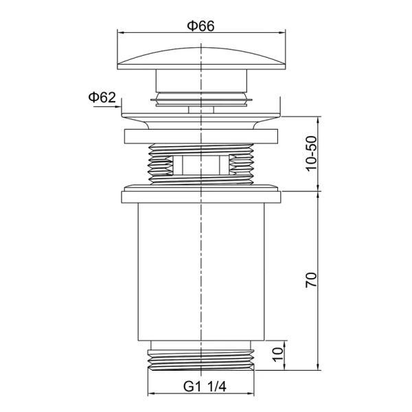донный клапан timo 8011/19 для раковины, с переливом, розовое золото