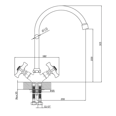 смеситель для кухни agger retro-x a1700000 хром