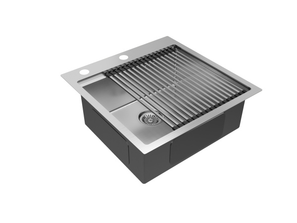 мойка нерж. сталь kroner-pro 51 + ролл-мат pro в цвет мойки, pm705151-bs+r405-bs