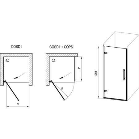 душевая дверь ravak cool cosd1-90 x0vv70a00z1 профиль хром стекло transparent
