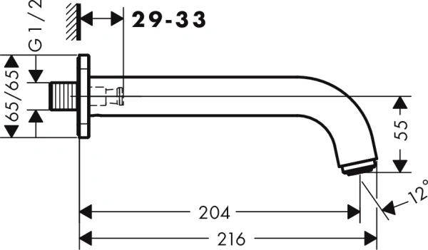 излив hansgrohe vernis shape 71460670 для ванны, черный